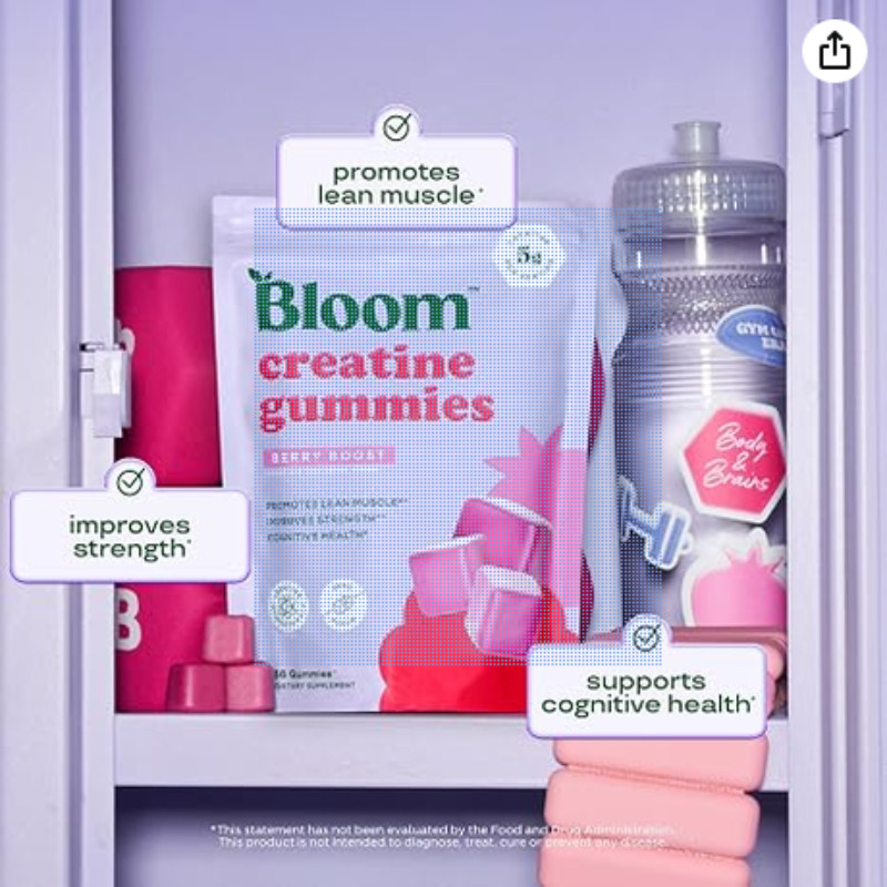 3 pack of Bloom Creatine Monohydrate Nutrition Gummies Berry Boost Flavor