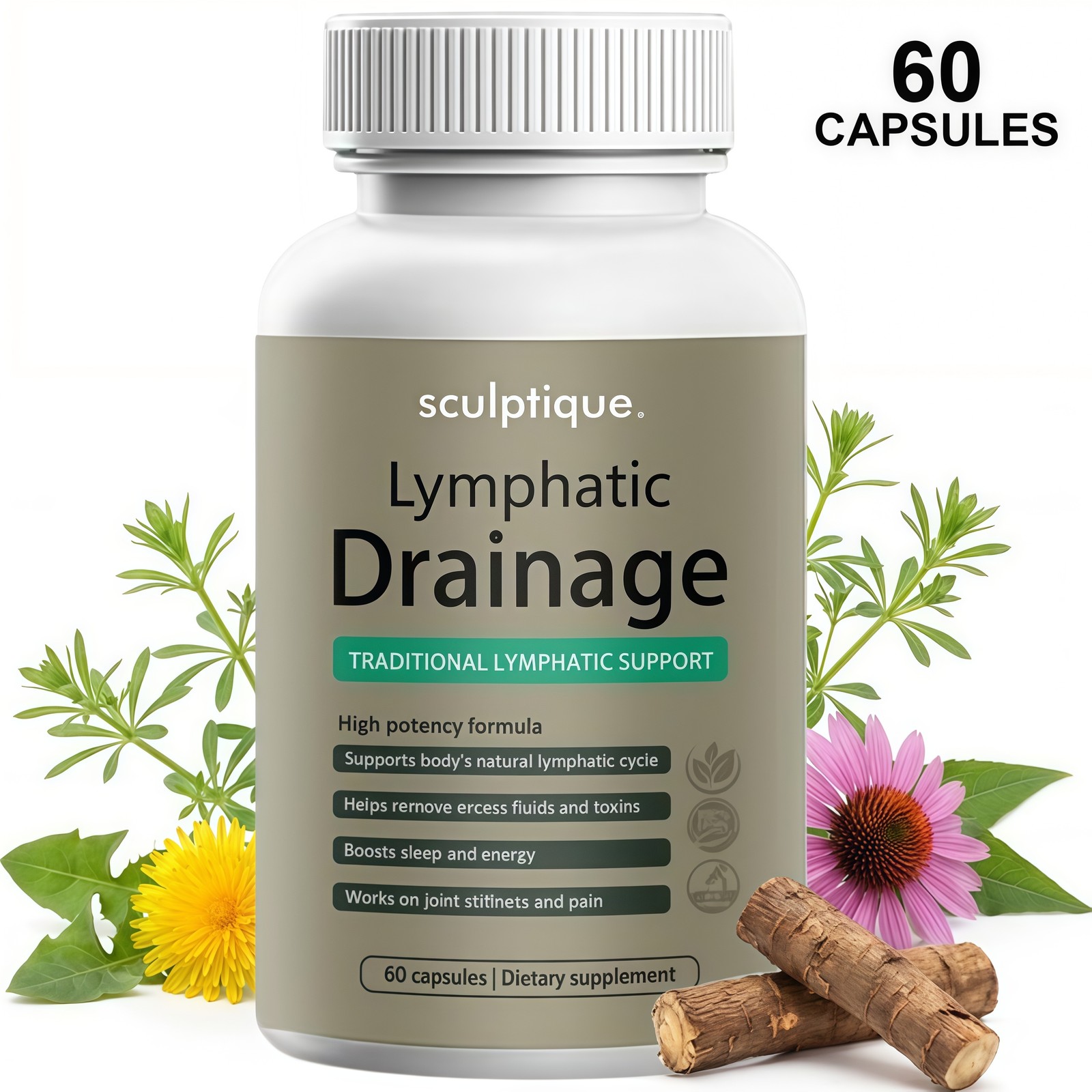 Lymphatic Drainage Supplements Natural Herbal for Immune Health Fluid Balance