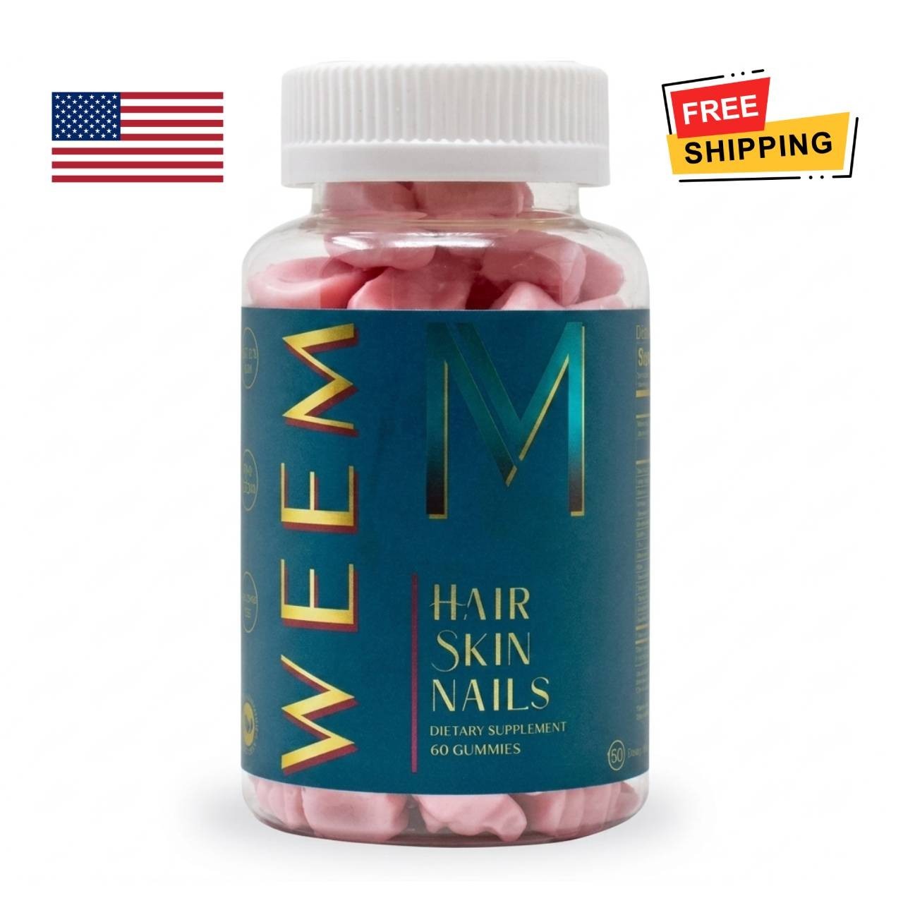 WEEM Hair Skin and Nails Gummies – Supports Healthy Hair – Vegan EXP: 03/2028