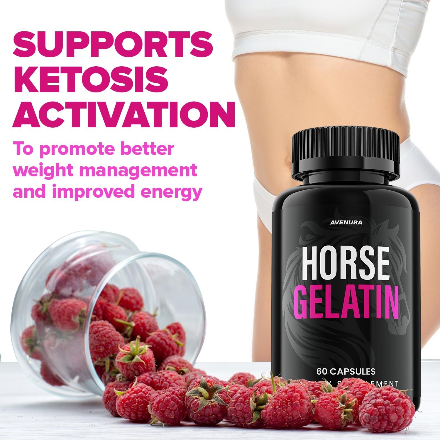 (1 Pack) Horse Gelatin Capsules – HorseGelatin Pills Advanced Formula Supplement