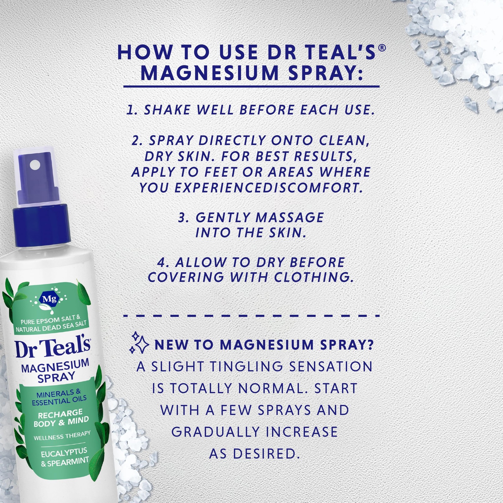 Dr Teal’s Magnesium Eucalyptus Spray with Natural Dead 8 Fl Oz (Pack of 1)