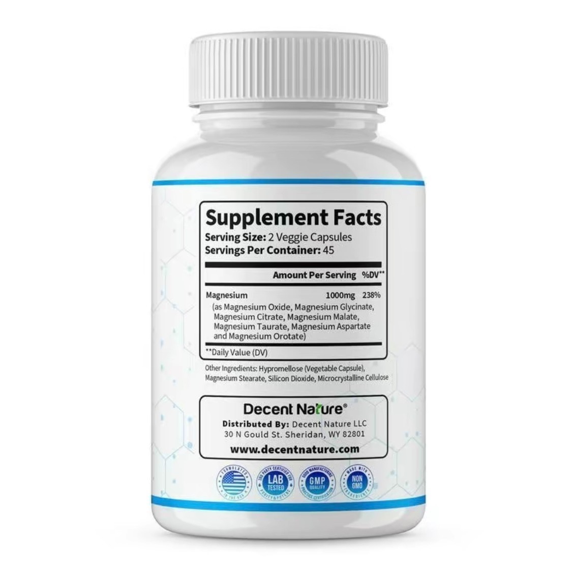 NEW LUXRY Decent Nature Magnesium Complex1000mg-7Elemental Magnesium Capsules