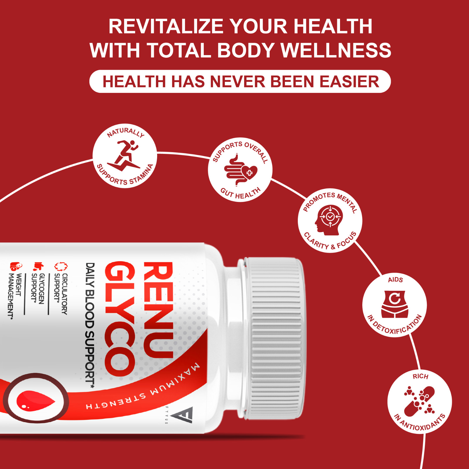 (3 Pack) Renu Glyco Daily Blood Support Capsules, RenuGlyco Pills (180 Capsules)