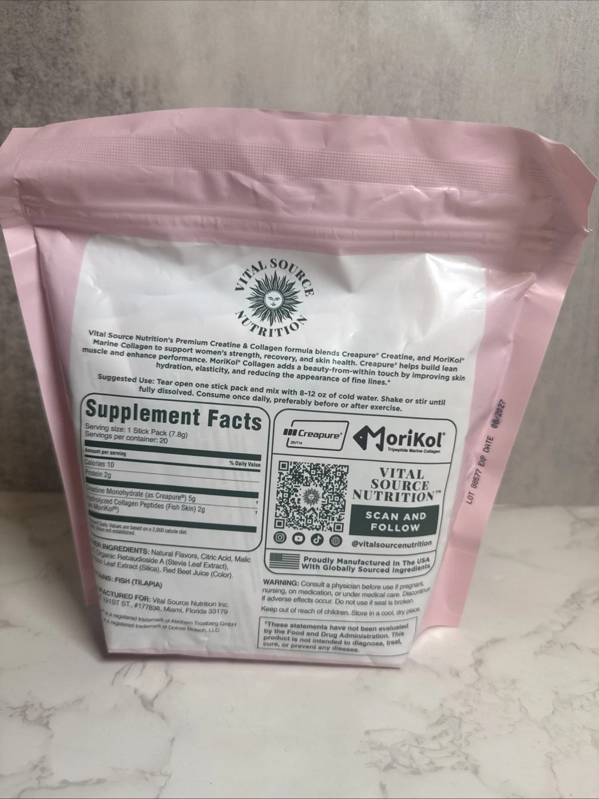 Vital Source Nutrition – Flexi – Creatine & Collagen Stick Packs
