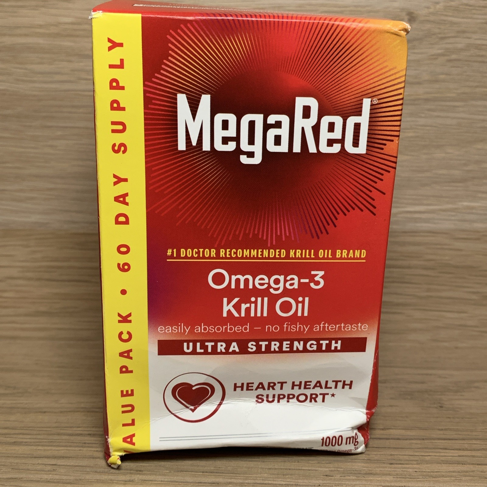 MegaRed 1000mg Ultra Strength Omega-3 Krill Oil, 60 Softgels. EXP 03/2027