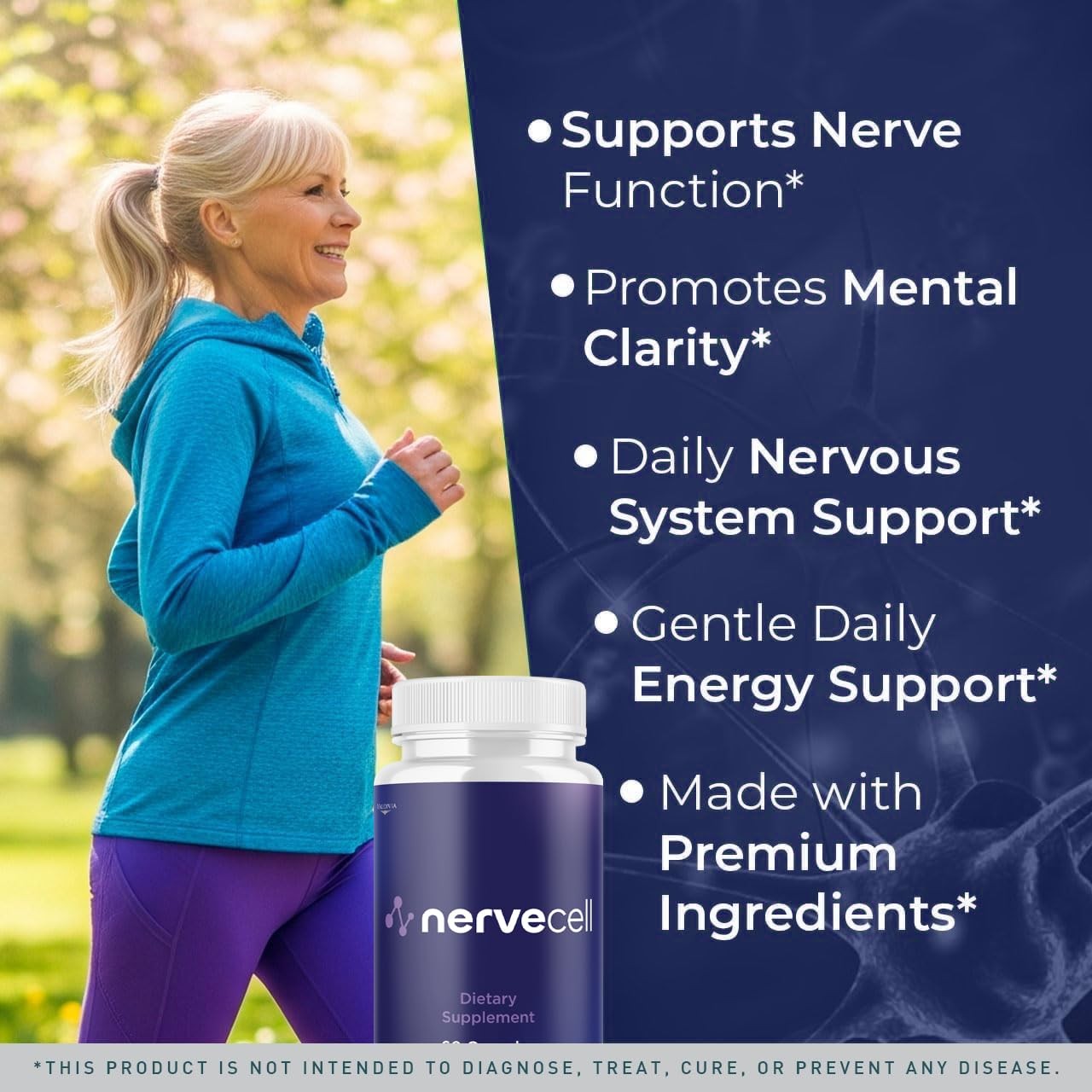 Nervecell Nerve Support Supplement Capsules Neuropathy Natural 1 Pack 60Ct
