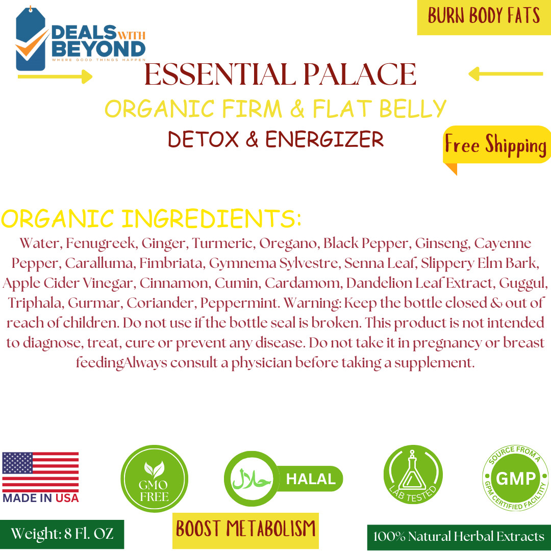Organic Firm & Flat Belly Detox & Energizer, Burn Body Fat & Remove Waste 8 OZ