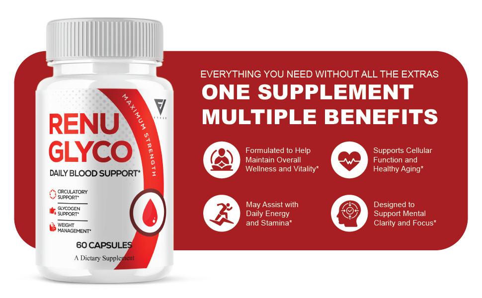 (3 Pack) Renu Glyco Daily Blood Support Capsules, RenuGlyco Pills (180 Capsules)