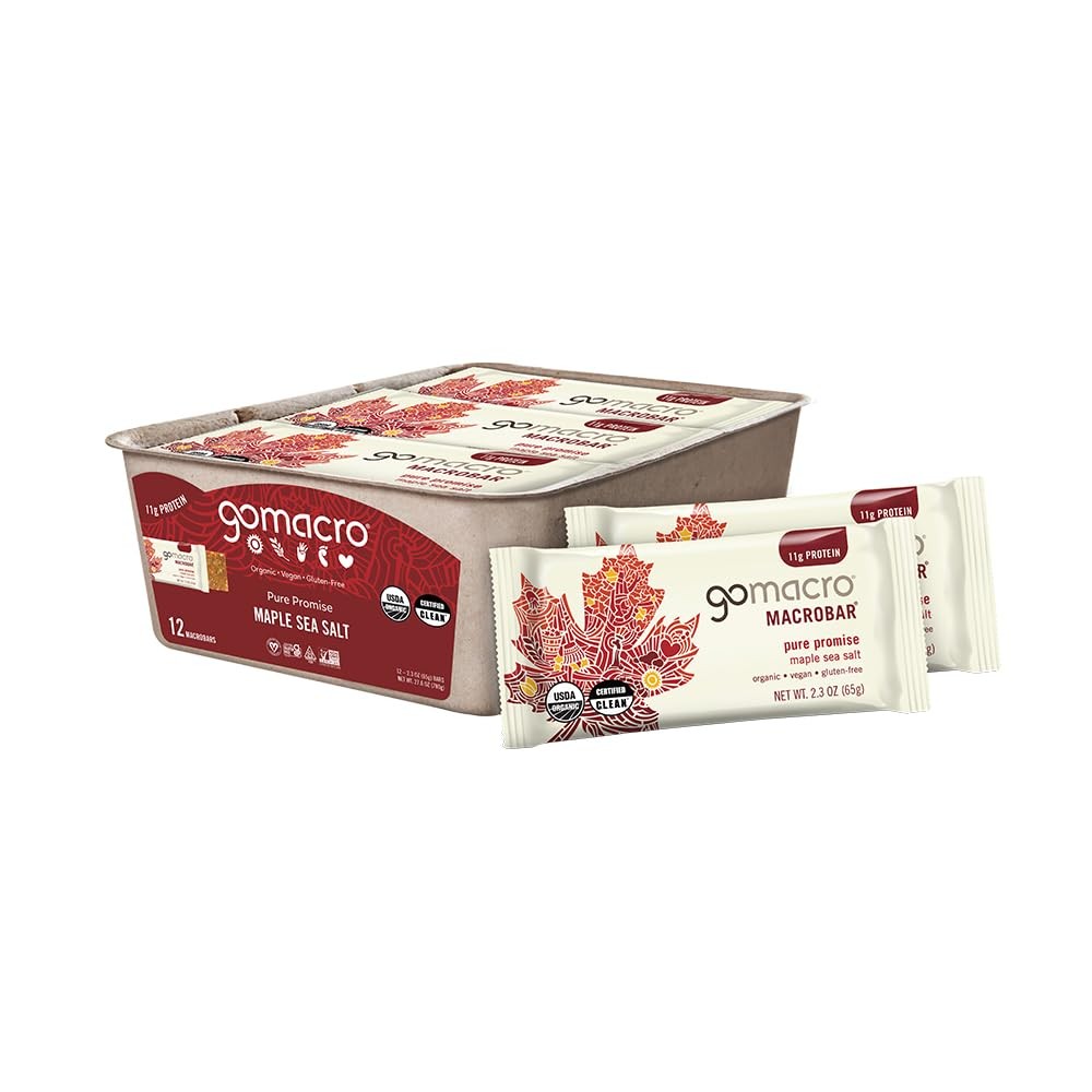 GoMacro MacroBar Organic Vegan Protein Bars Maple Sea Salt 2.3 Ounce Bars, 1…