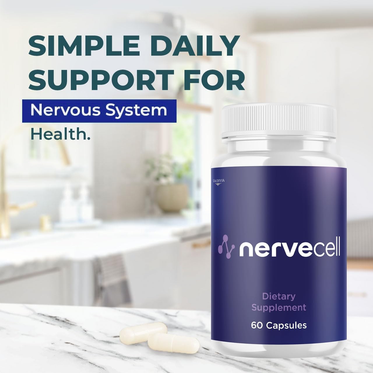 Nervecell Nerve Support Supplement Capsules Neuropathy Natural 1 Pack 60Ct