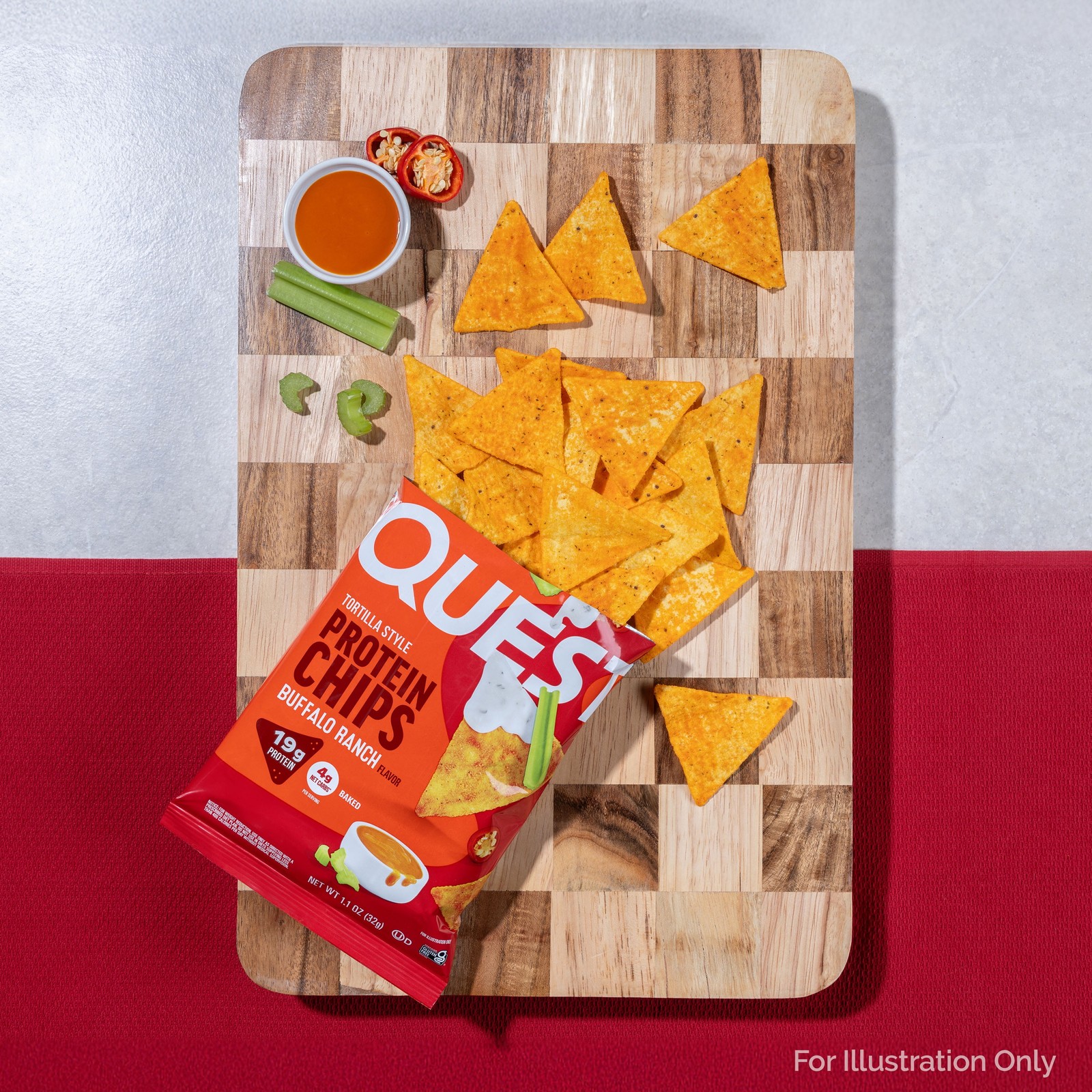 Quest Tortilla Style Protein Chips, Buffalo Ranch Flavor, Baked, 1.1Oz Bags, 4 C