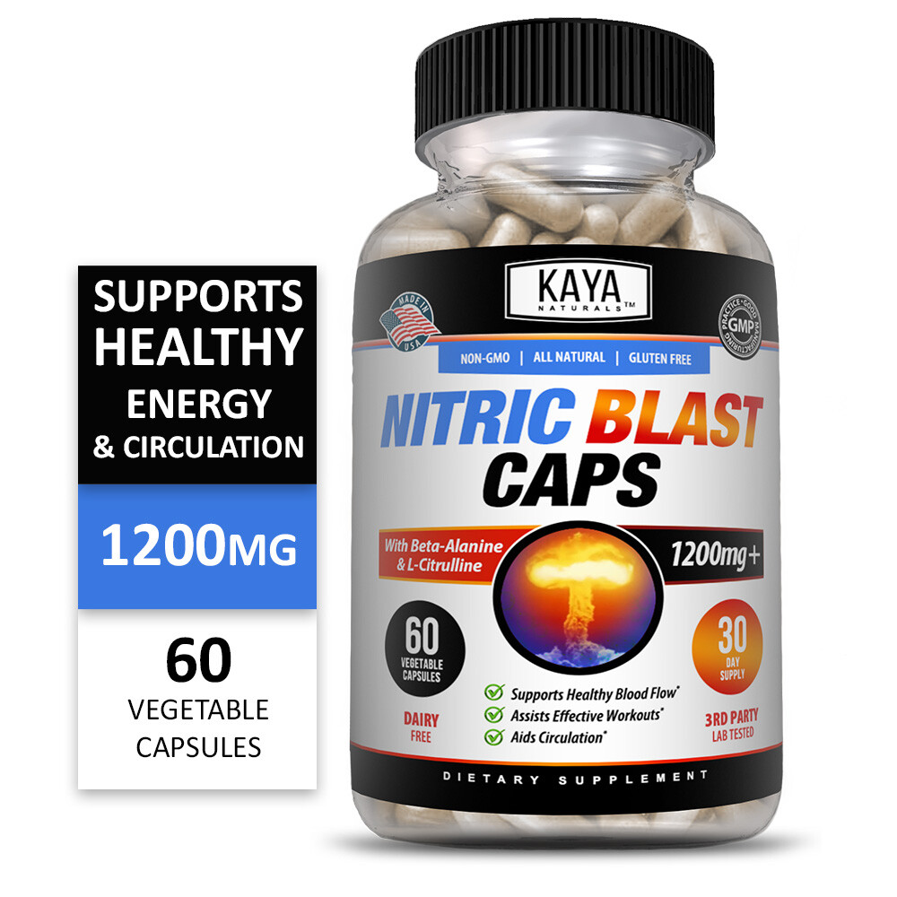 Nitric Blast 60ct, L-Arginine Nitric oxide, ED Testosterone Booster, Pre Workout