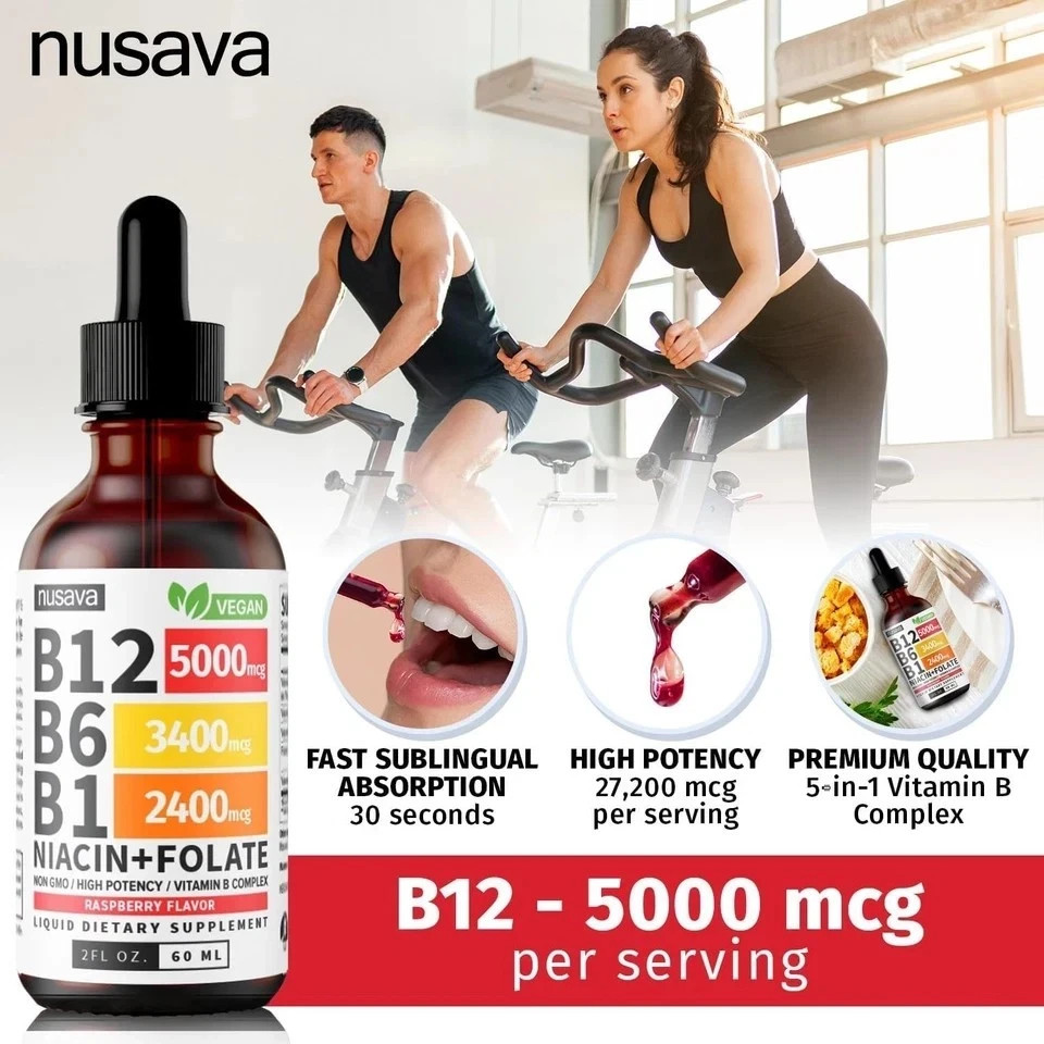 Nusava Vitamin B complex – B 12, B 6 & B 1 + Niacin & Folate – Double pack