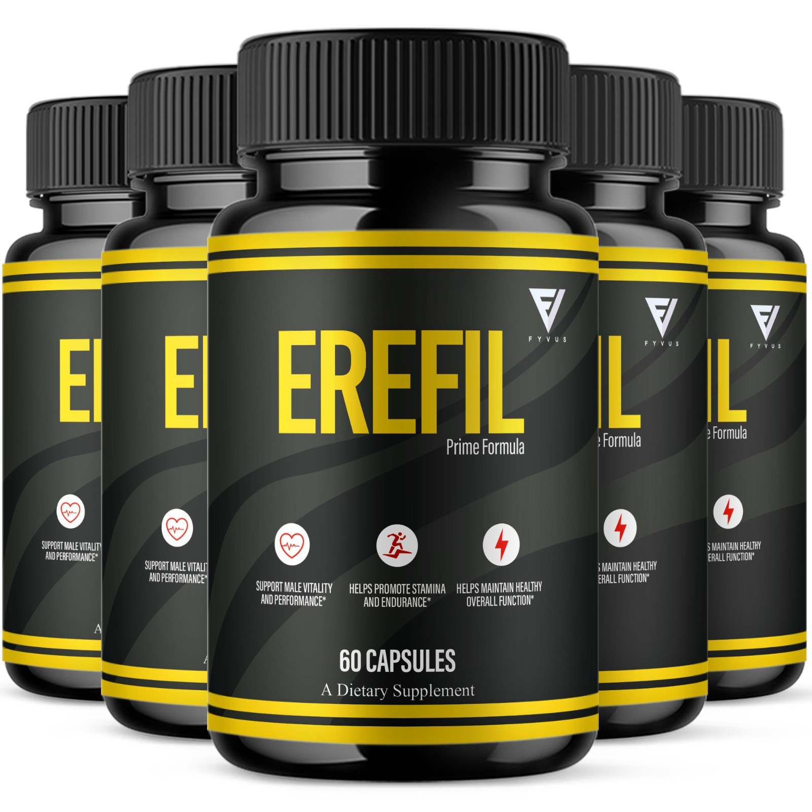 (5 Pack) Erefil Premium Performance Capsules, Erefill Supplement (300 Capsules)