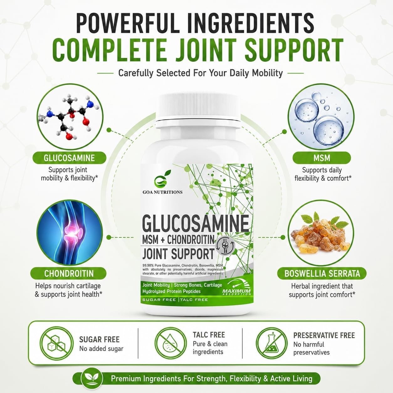 G.OA Nutritions Glucosamine MSM Joint Support 60 Tablets