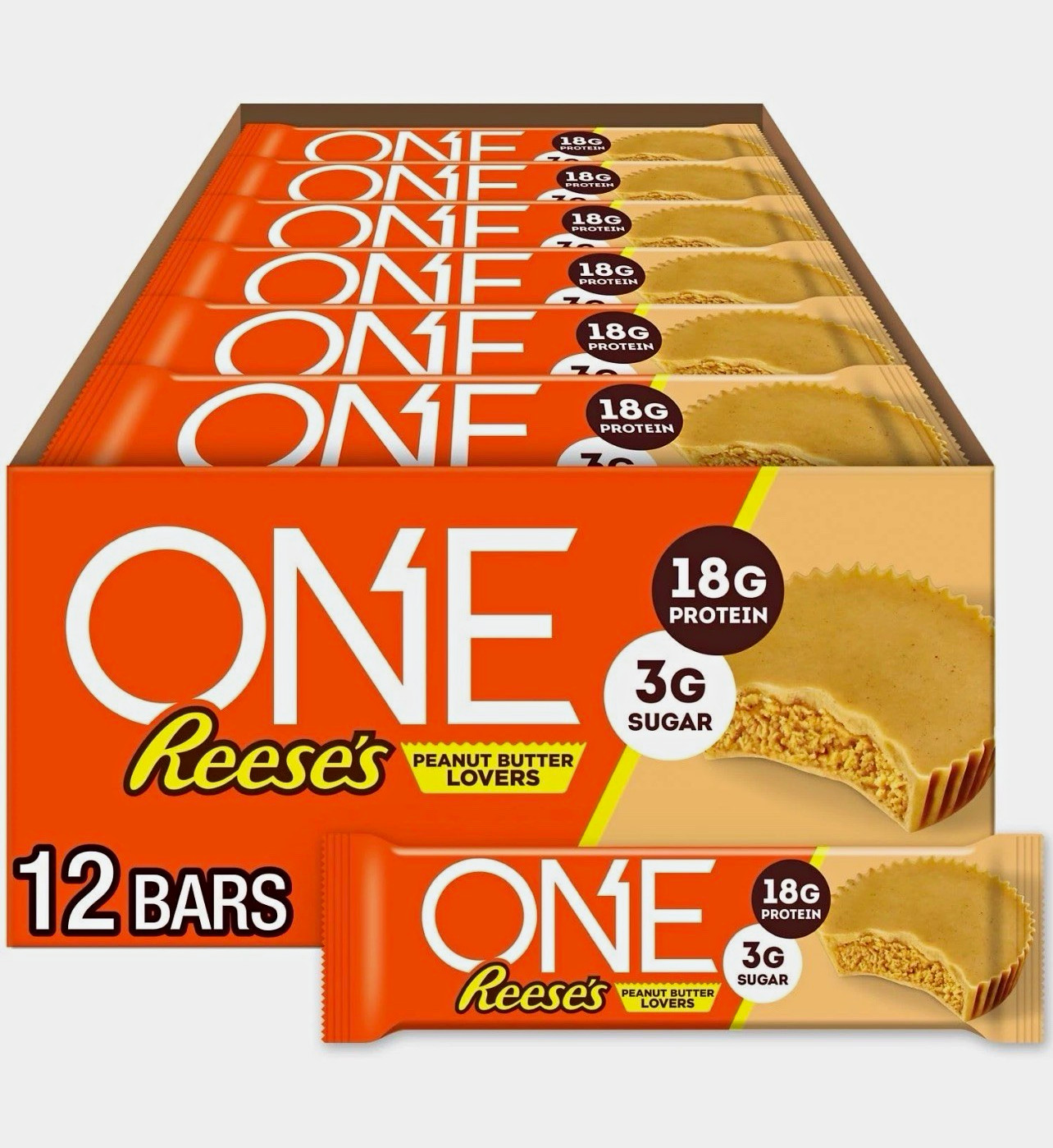 ONE Protein Bars Reese’s Peanut Butter Lovers 12 Bars 18g Protein Gluten Free