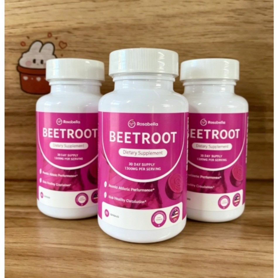 3 Pack Rosabella Organic Beetroot 1300mg 60 Veggie Capsules Dietary Supplement