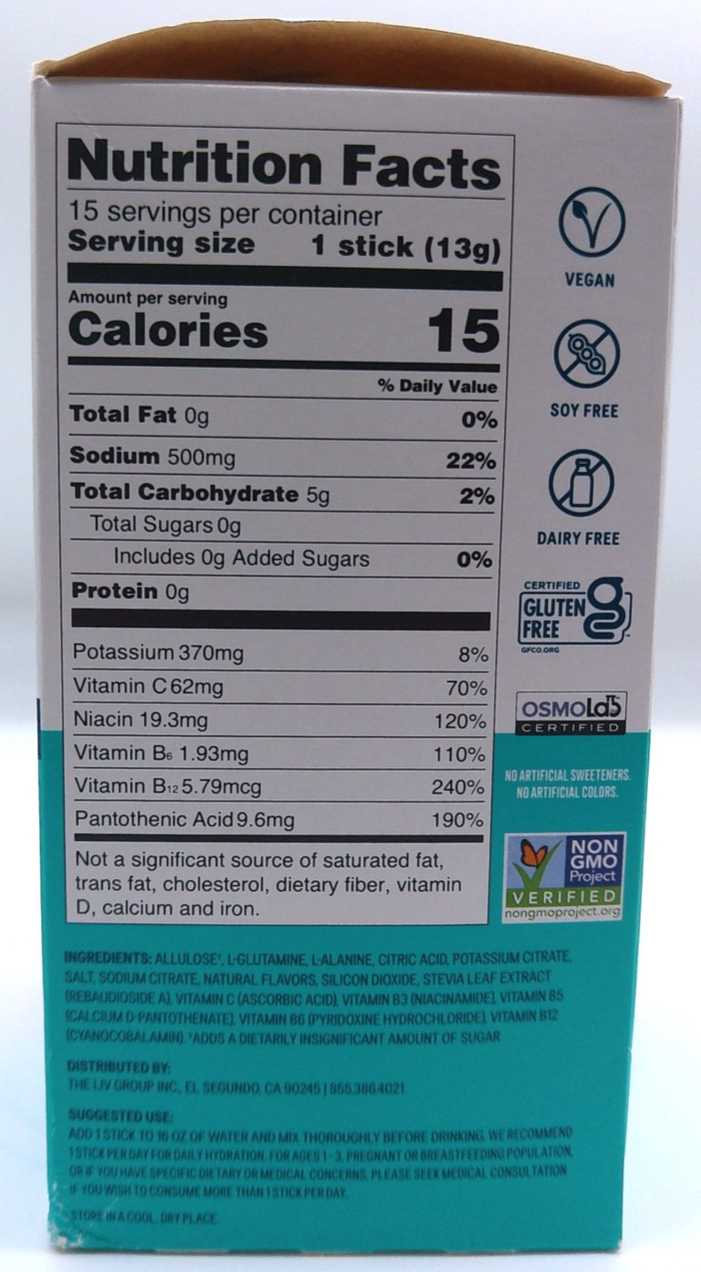 Liquid I.V. White Peach, 15 Packets, 0.45 Oz. Each Pack, Exp. 7/27