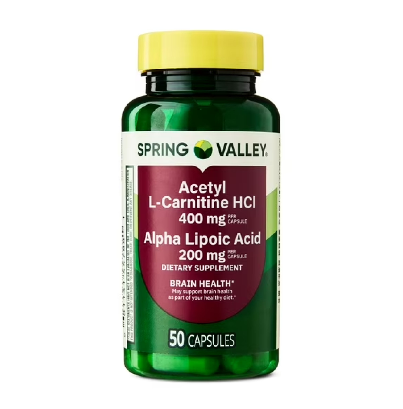 Acetyl L-Carnitine HCI 400 Mg Alpha Lipoic Acid 200 Mg Brain Booster, 50 Caps