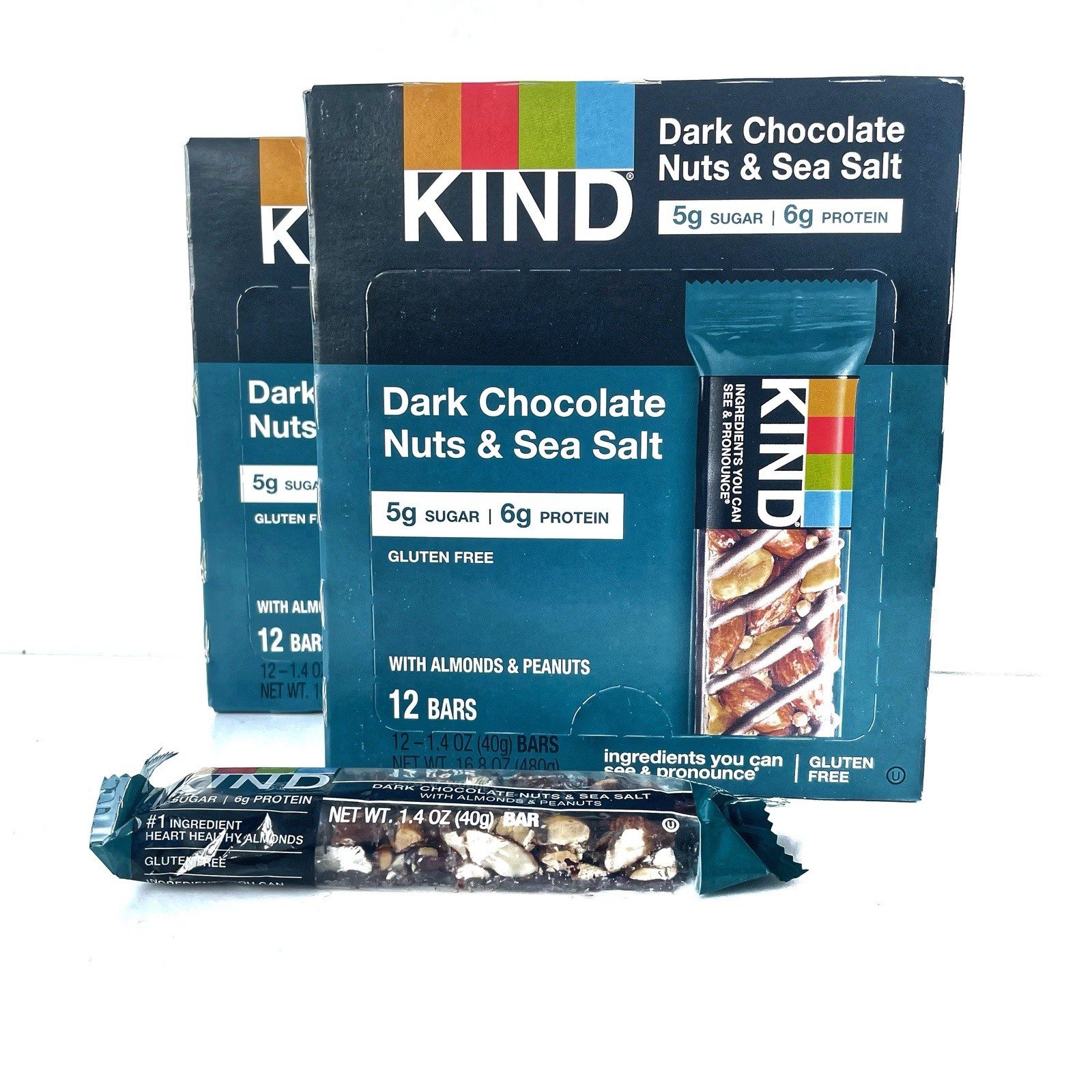 KIND Bars, Dark Chocolate Nuts and Sea Salt Gluten Free 1.4oz (12 Count) 2 boxes