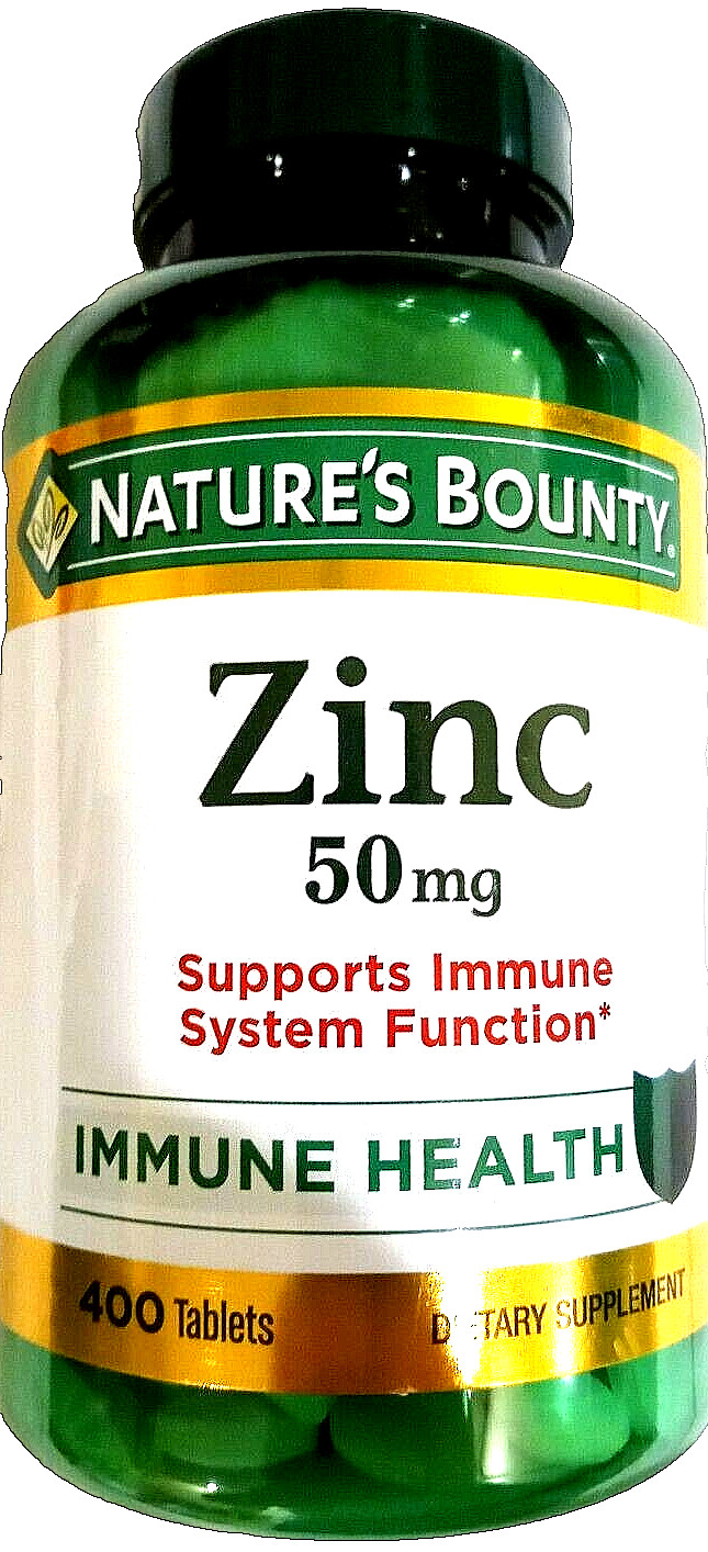 NATURE’S BOUNTY ZINC 50 mg 400 Tabs Supports Immune System Function EXP 08/2026