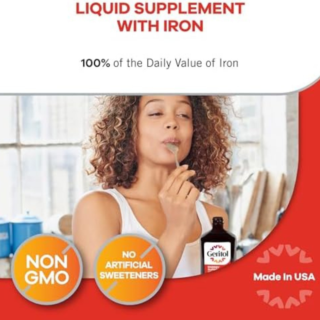 Geritol Liquid Multivitamin and Iron Supplement for Energy Support 12 Fl OzH