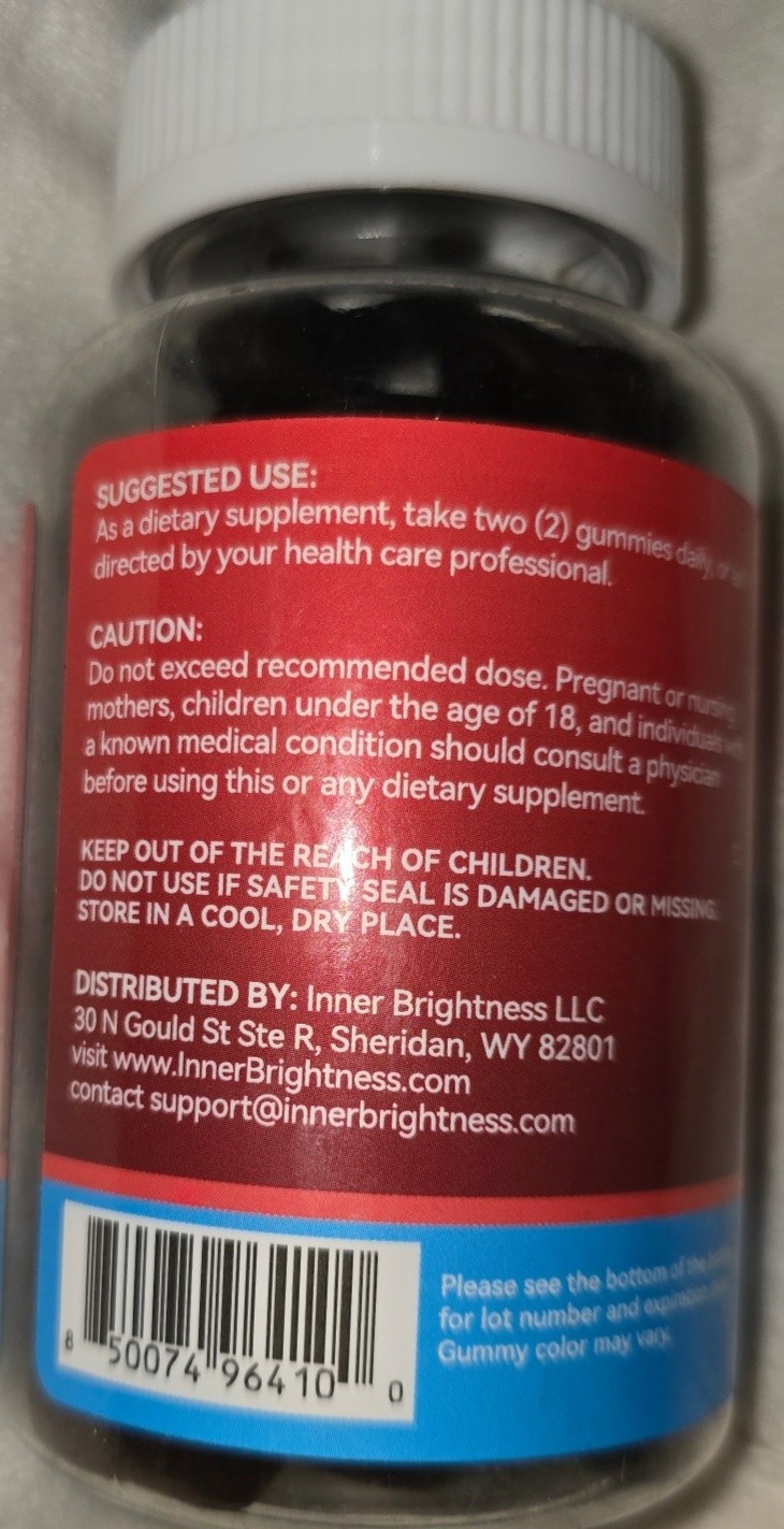 Inner Brightness Ashwagandha Gummies 3000mg Stress Relaxation 60 Ct Exp 12/26