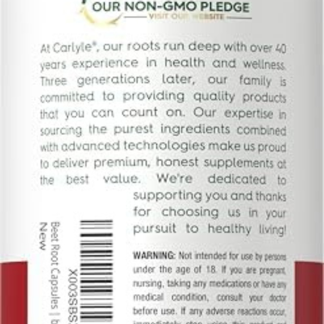 USDA Organic Extra Strength Beet Root 20:1 Extract 8000 mg Strength 120 Capsules