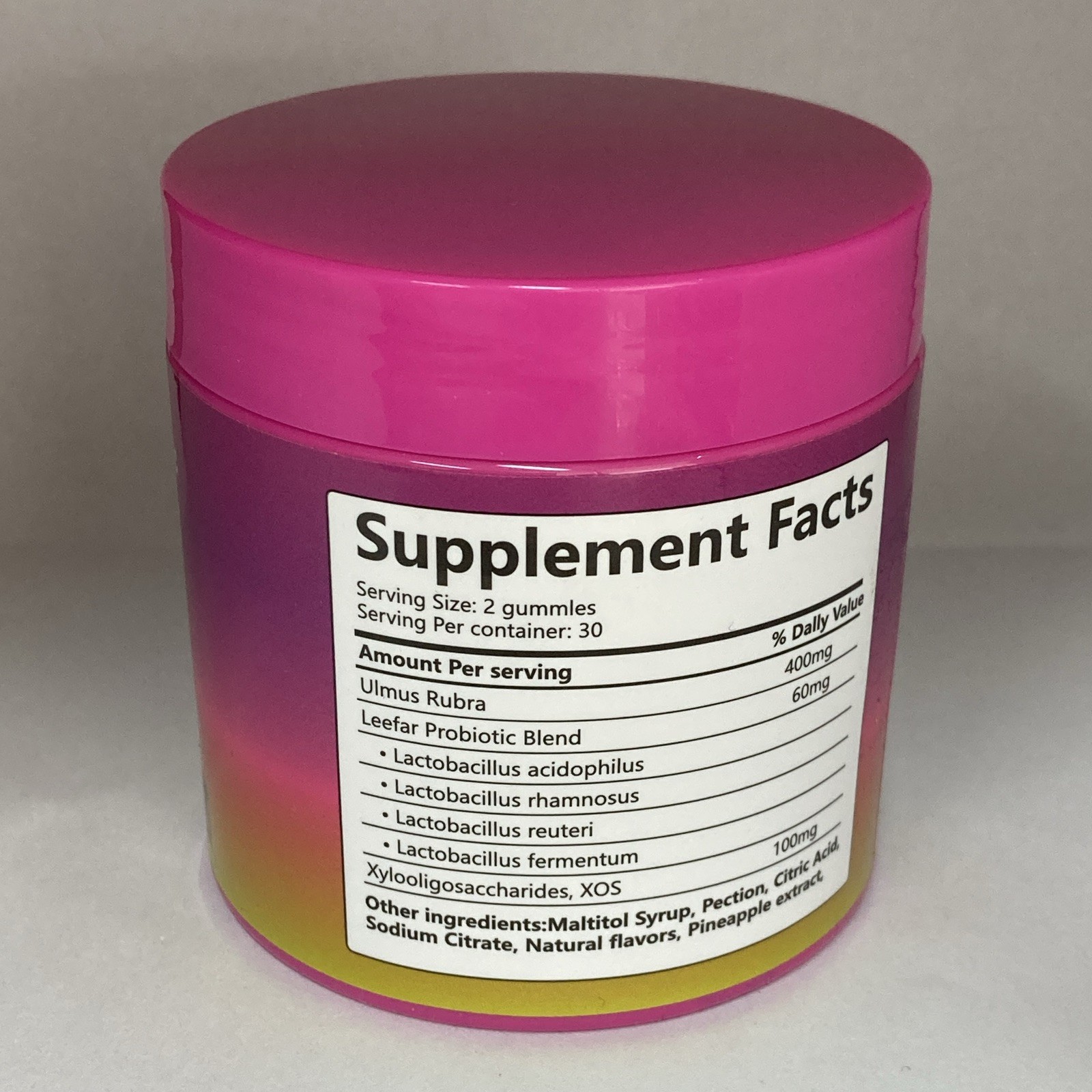 Boqiao Women’s Probiotic + Slippery Elm Pineapple Gummies 60 for Digestive