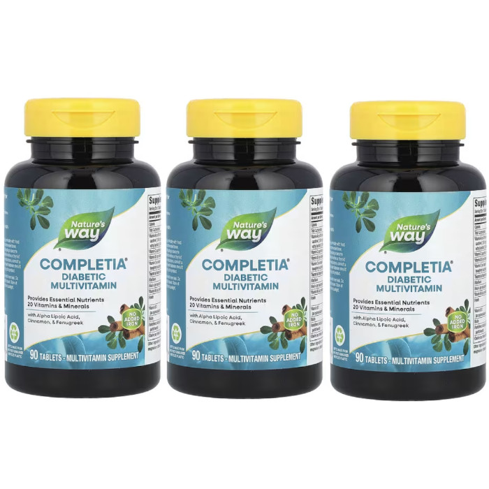 Nature’s Way Completia Diabetic Multivitamin 90 Tablets Each (Pack of 3)