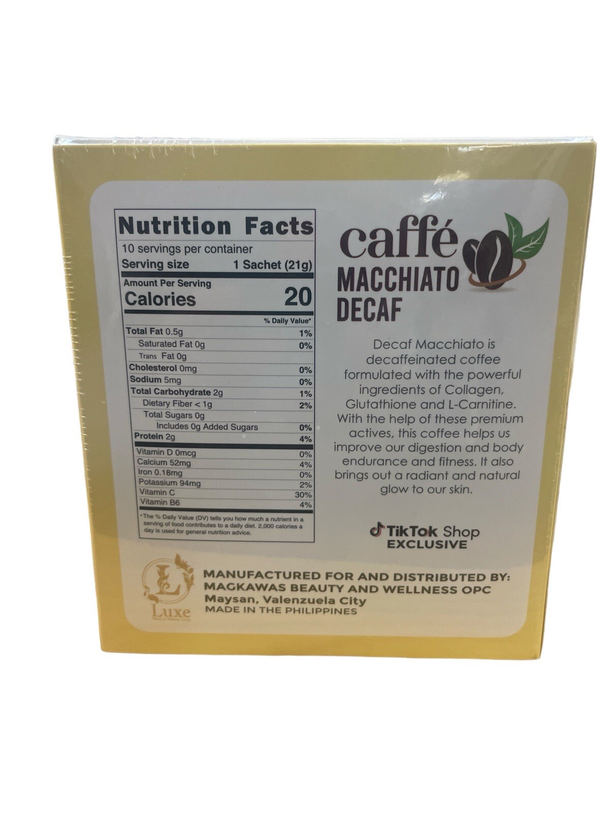 Luxe Slim DECAF Caffe Macchiato, 10 Sachets X 21g