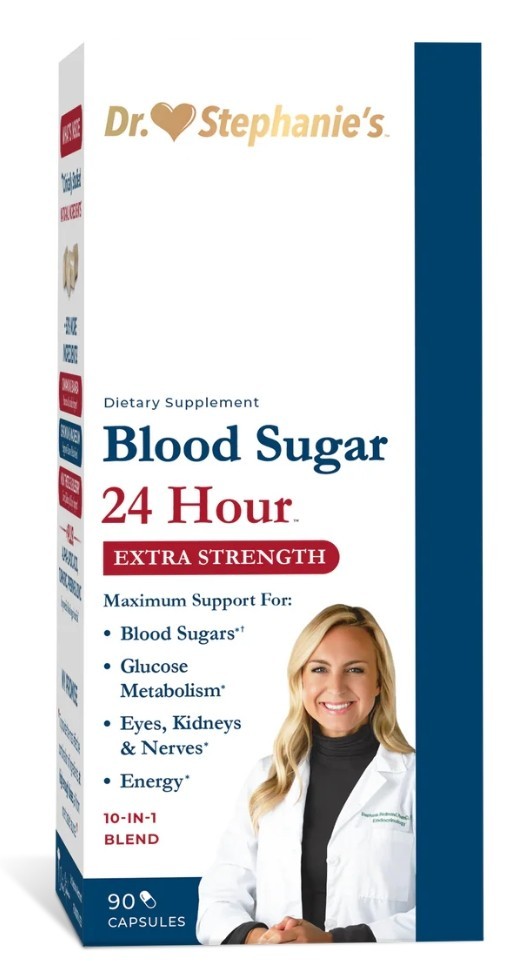 Dr. Stephanie’s Blood Sugar 24 Hour Extra Strength A1C, 90 Capsules – Exp 3/2027