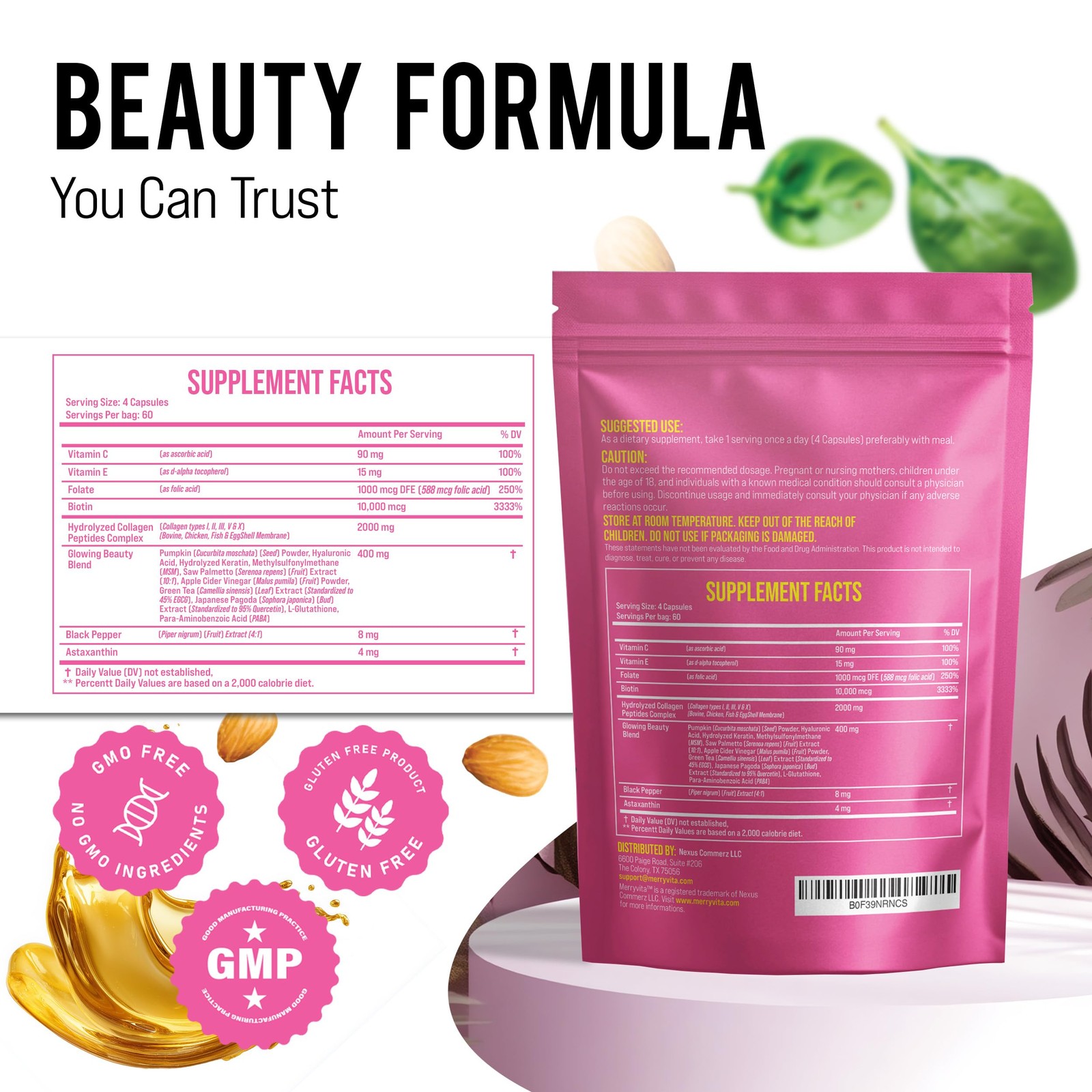 MERRY VITA Collagen for Women – Hydrolyzed Multi Collagen Peptides Types I, I…