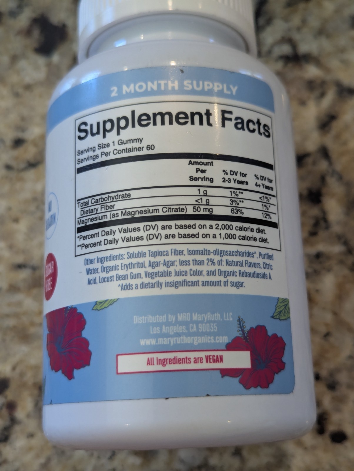 MaryRuth’s Kids Magnesium Calm Gummies Hibiscus 60 count exp: 04/2026