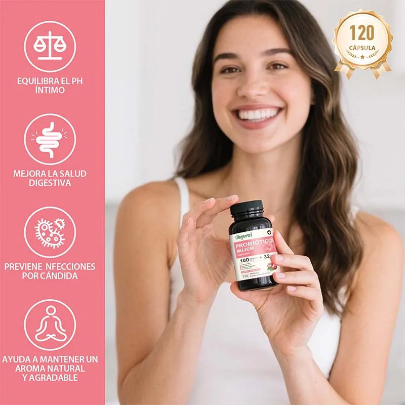 PROBIOTICOS MUJER 120pcs,Balances PH,Replenishes Intestinal Flora,Boost Immunity