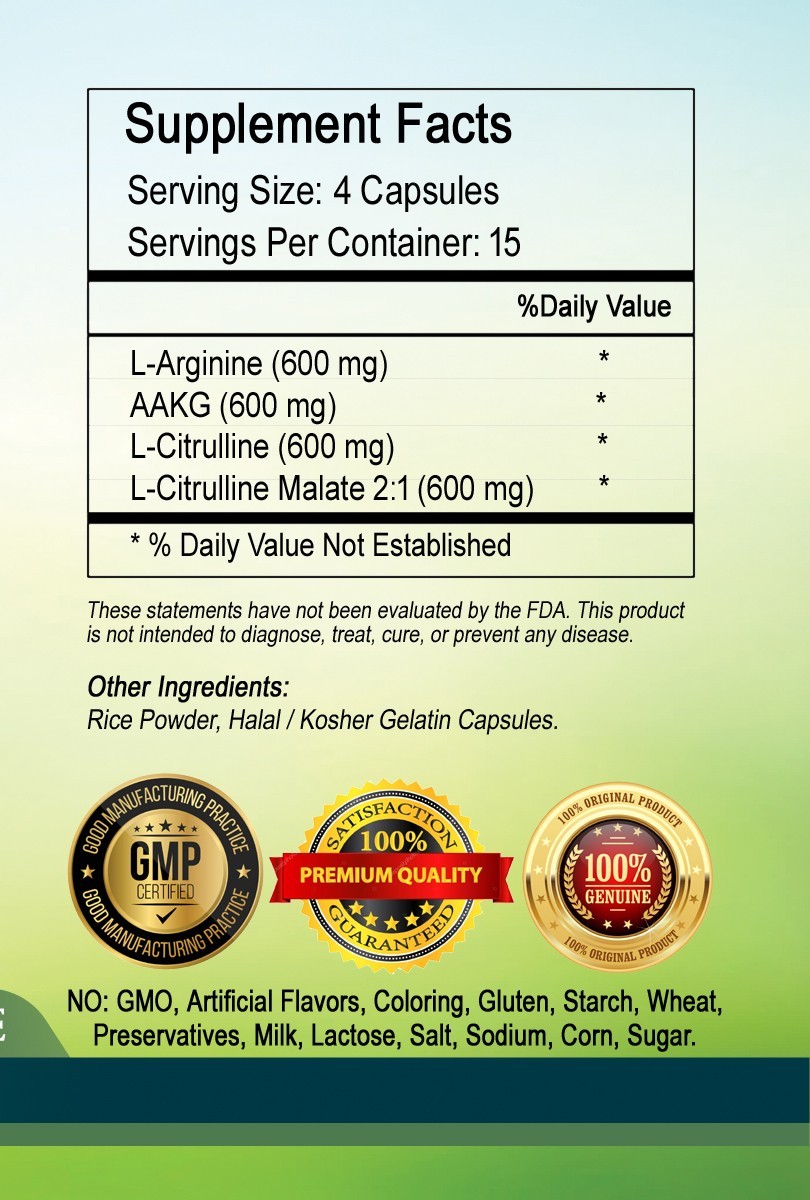 Nitric Oxide Booster Capsules 2400mg Per Serving – No.1.]