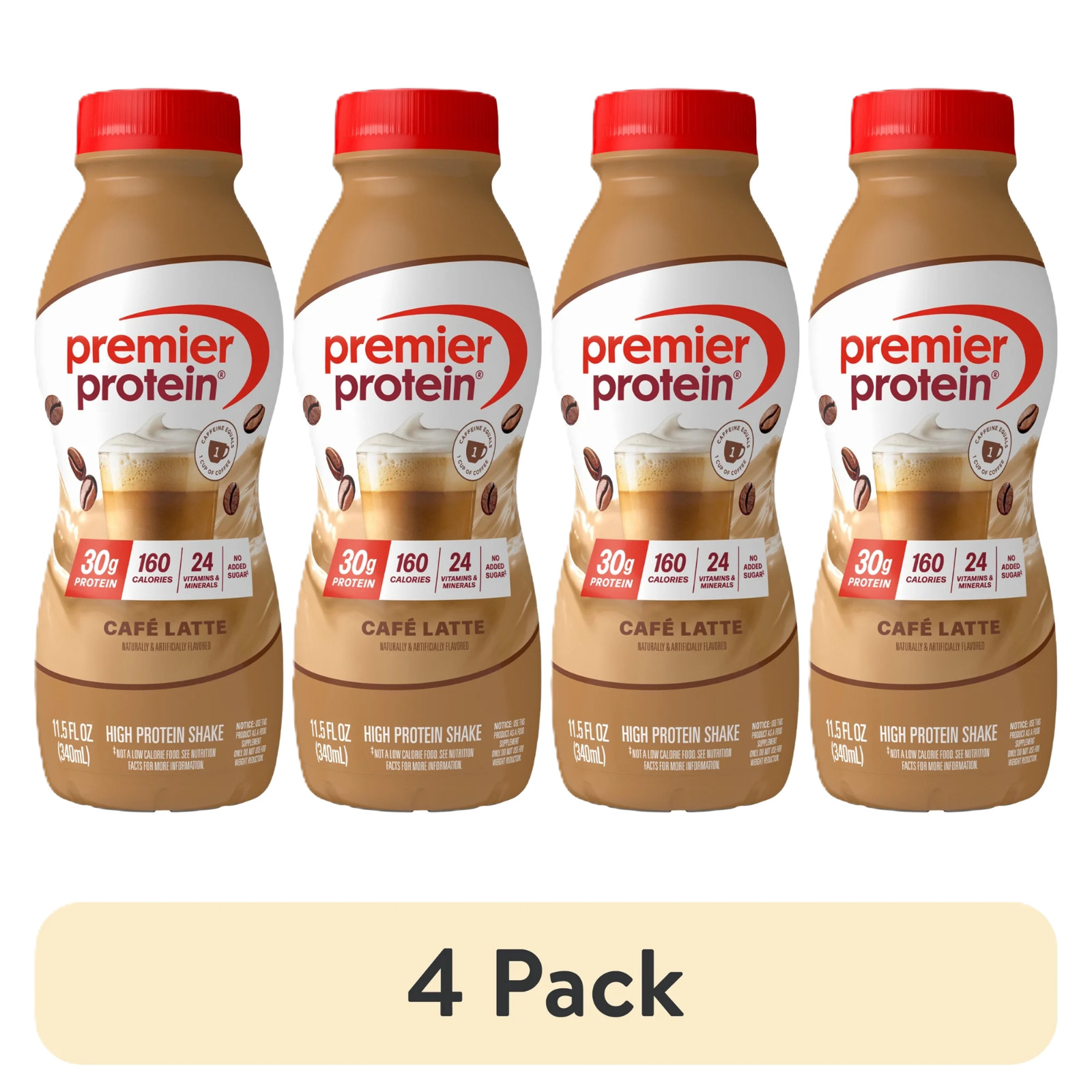 (4 pack) Premier Protein Shake Cafe Latte 30g Protein 11.5 fl oz 1 Ct