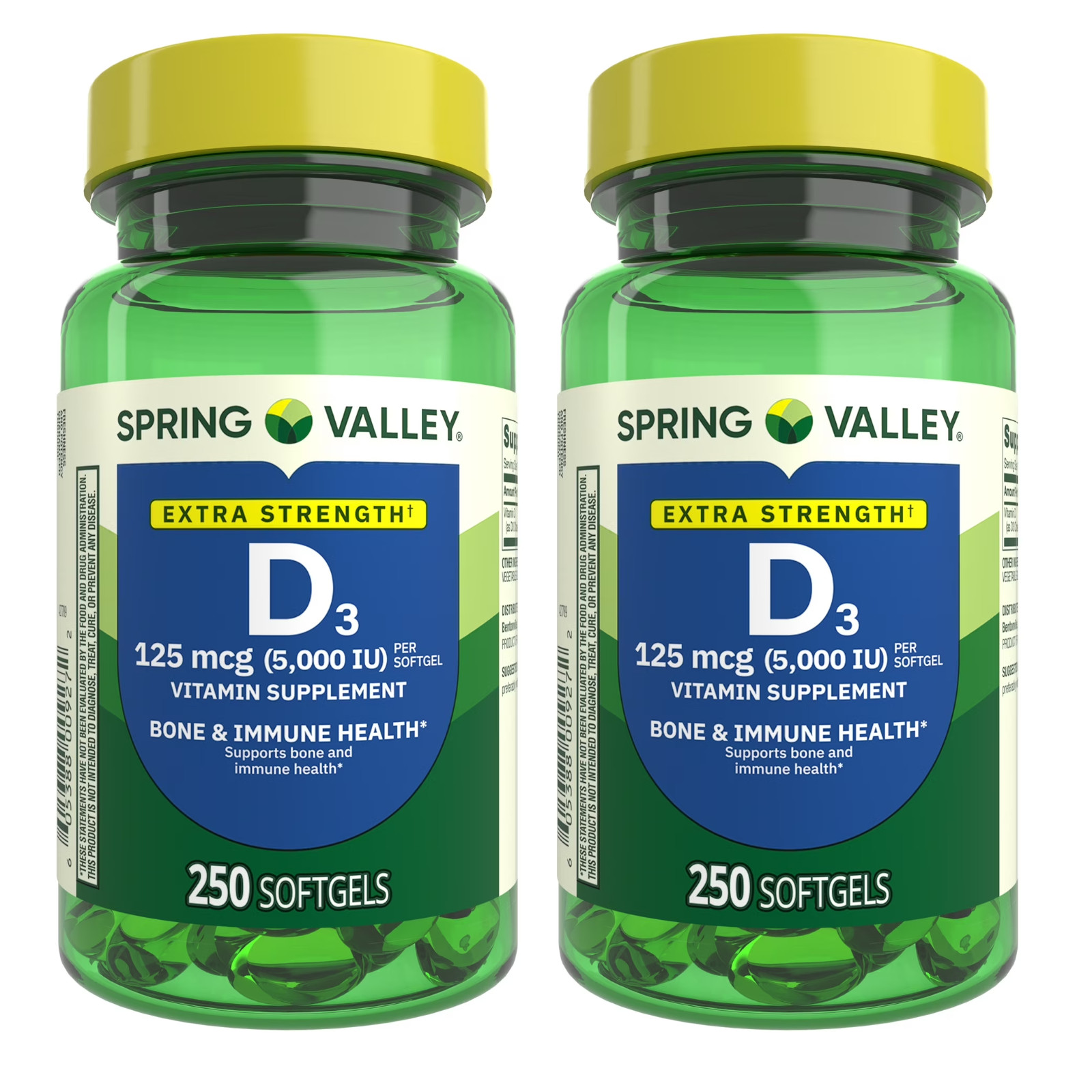 Extra Strength Vitamin D3 Softgels, 125 mcg (5000 IU), 250 Count, Supplement