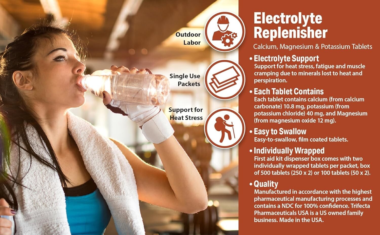 Electrolyte Replenisher Tablets (2 Tablets/Packet) 100 Tablets! Travel Size