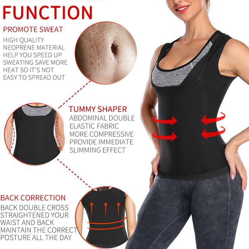 Women Men Sweat Shaper Slimming Polymer Sauna Vest Tank Top Shapewear Weightloss
