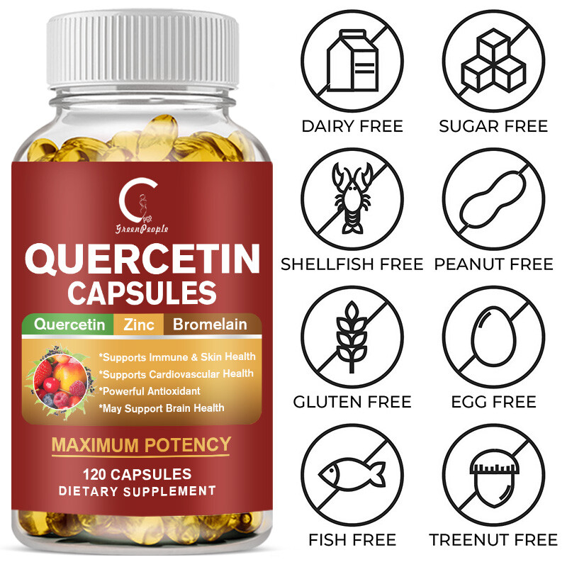 120Pcs Quercetin 1000mg with Bromelain & Zinc Natural Immune Support Supplement