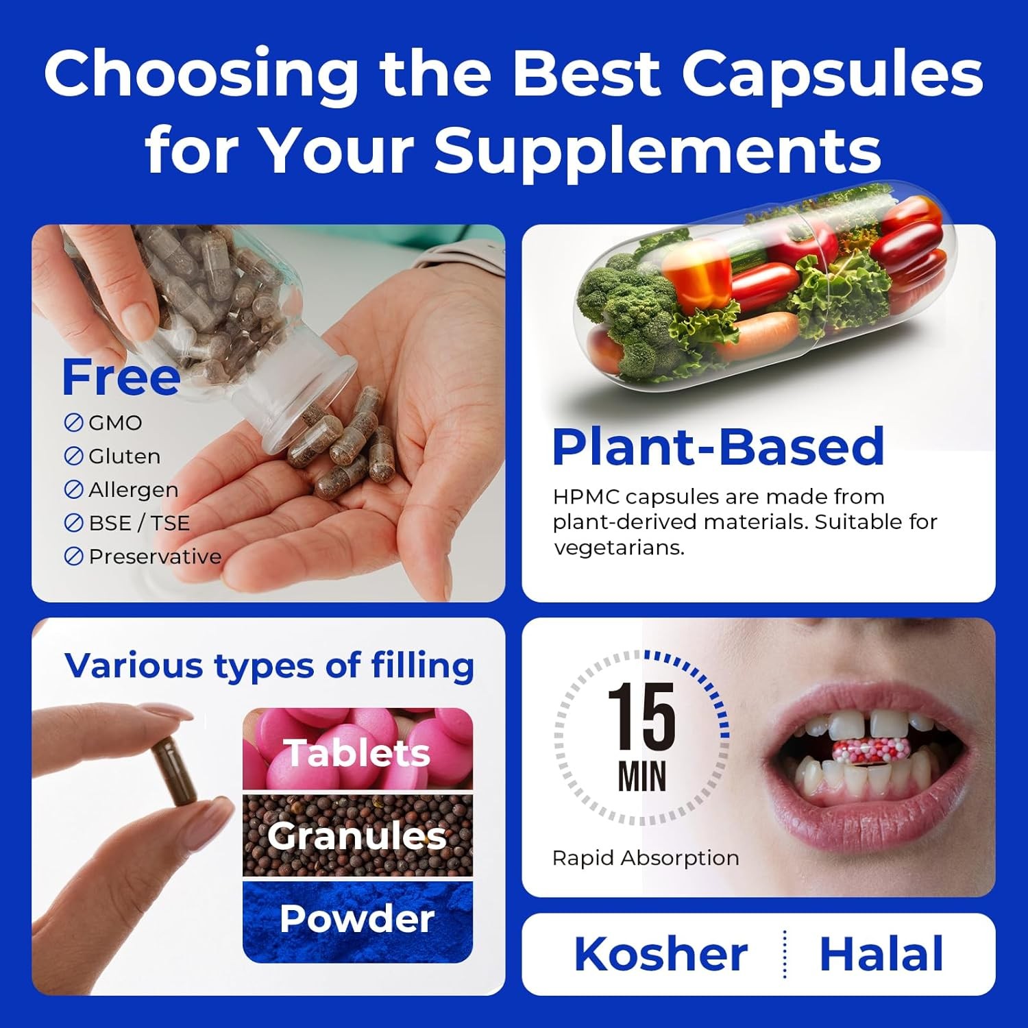 Size 0 Empty Capsules-1000 Count Clear Empty Vegan Capsules Vegetarian Separated