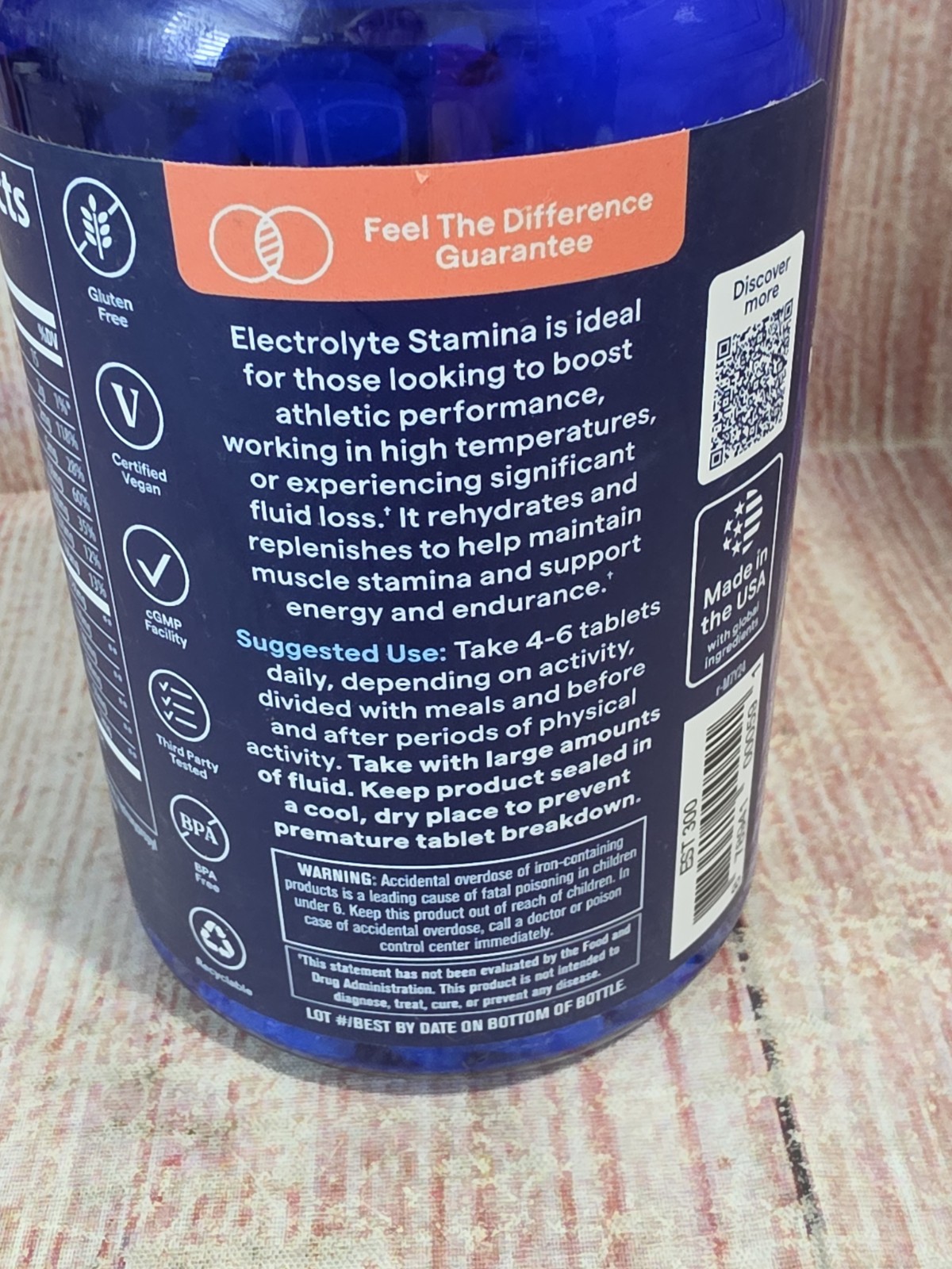 NEW SEALED Trace Electrolyte Stamina Big Bottle 300 tabs Factory Sealed 09/2027