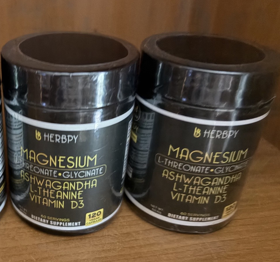 2 -Herbpy Magnesium + Aswagandha – Stress & Sleep Support – 120 caps – Exp 11/26