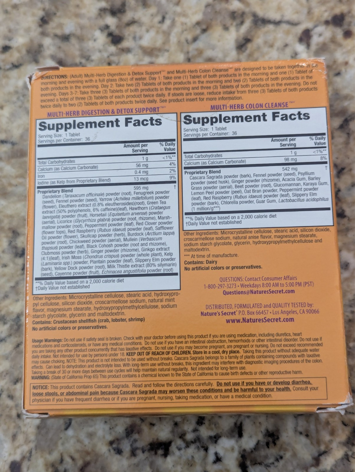 Nature’s Secret 7 Day Ultimate Cleanse Total Body 36 tablets x 2 Bottles ex:6/27