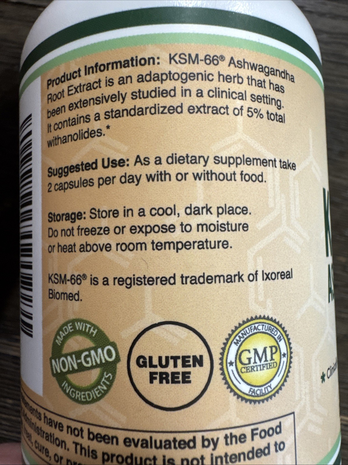 Double Wood Supplements Ashwagandha KSM 66 Organic and 120 Count (Pack of 1)