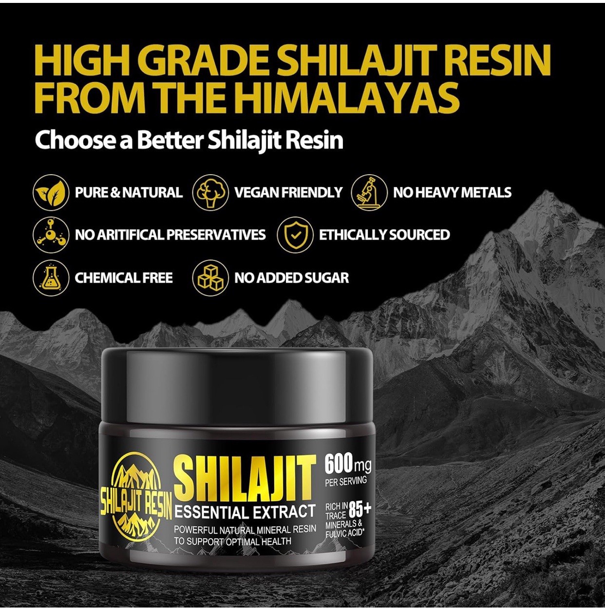 Premium Pure Himalayan Shilajit Resin – Essential Extract 1.76 oz./50g Sealed