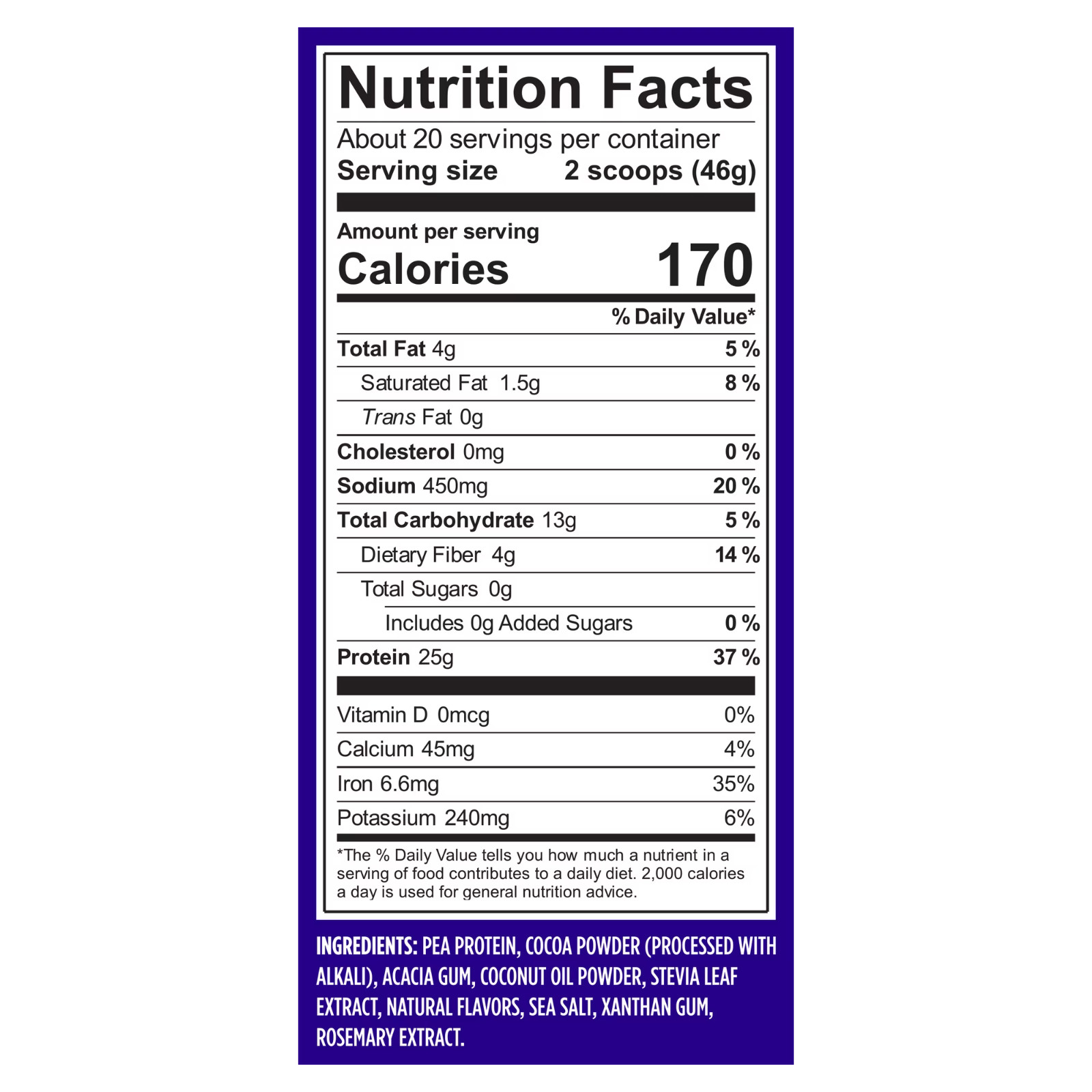 Vega Original Plant-Based Protein Powder Chocolate 25g Protein 20 Servings