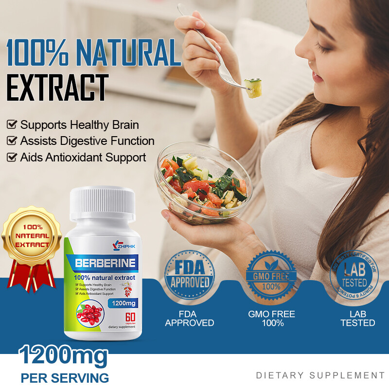 180Pcs Berberine 1200mg High Abosorption For Blood Sugar Immune 3 Months Supply