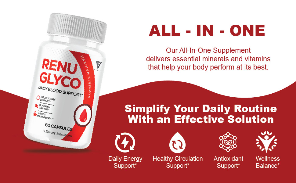 (3 Pack) Renu Glyco Daily Blood Support Capsules, RenuGlyco Pills (180 Capsules)